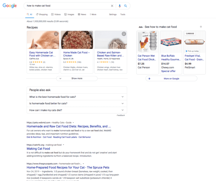 Example Google search results page.