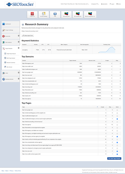 SEOToolSet Research Summary report.