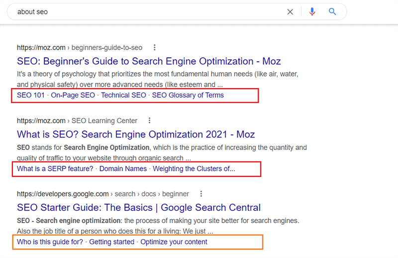 Sitelinks can sometimes appear in multiple top-ranked search results.
