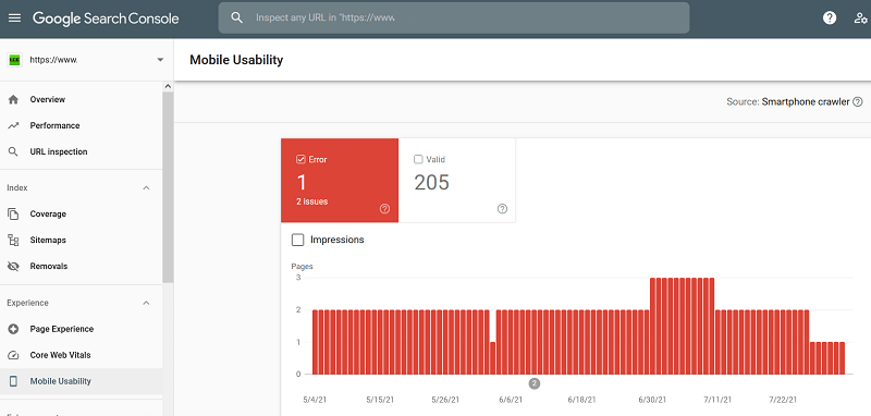 Mobile Usability report in GSC.