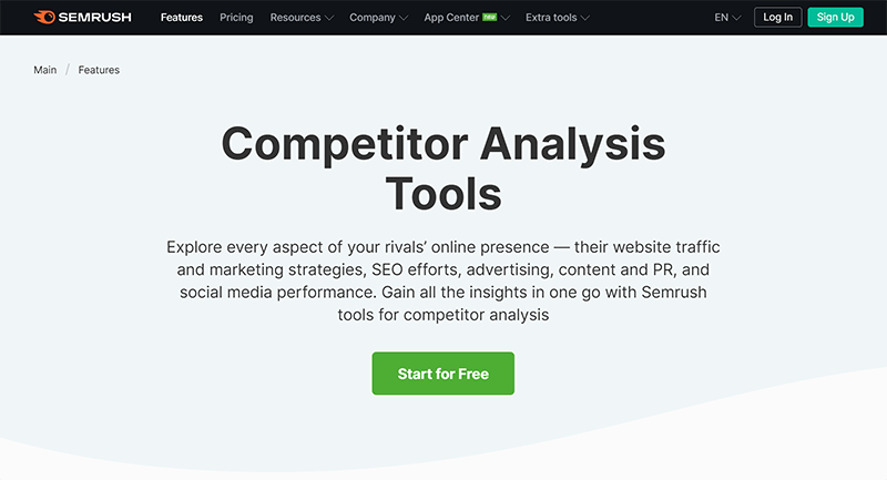 Screenshot of SEMrush Competitor Analysis Tool.