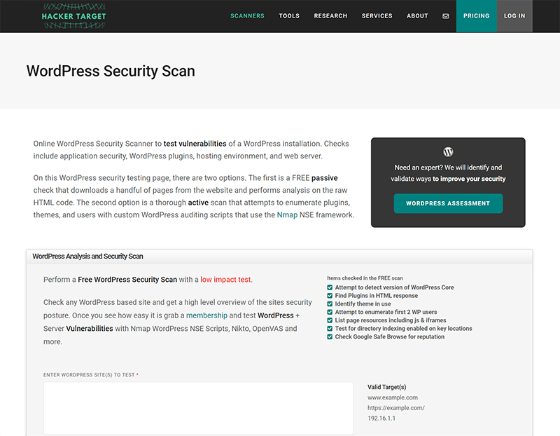 Screenshot of WordPress Security homepage.