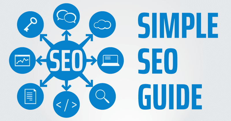 Illustration showing various SEO icons.