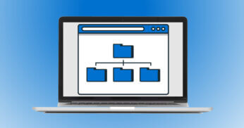 Laptop displaying illustration of a sitemap.