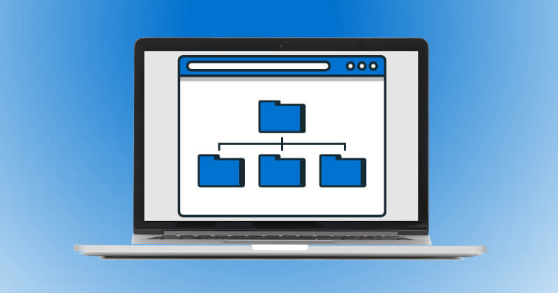 Laptop displaying illustration of a sitemap.