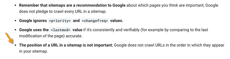 Screenshot showing Google's general sitemap guidelines.