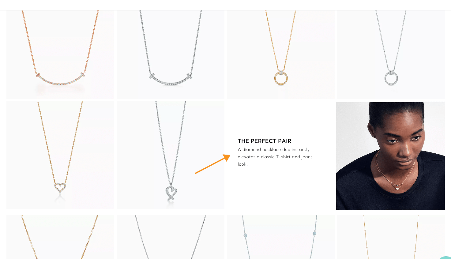 Keyword-rich text on Tiffany.com category page.