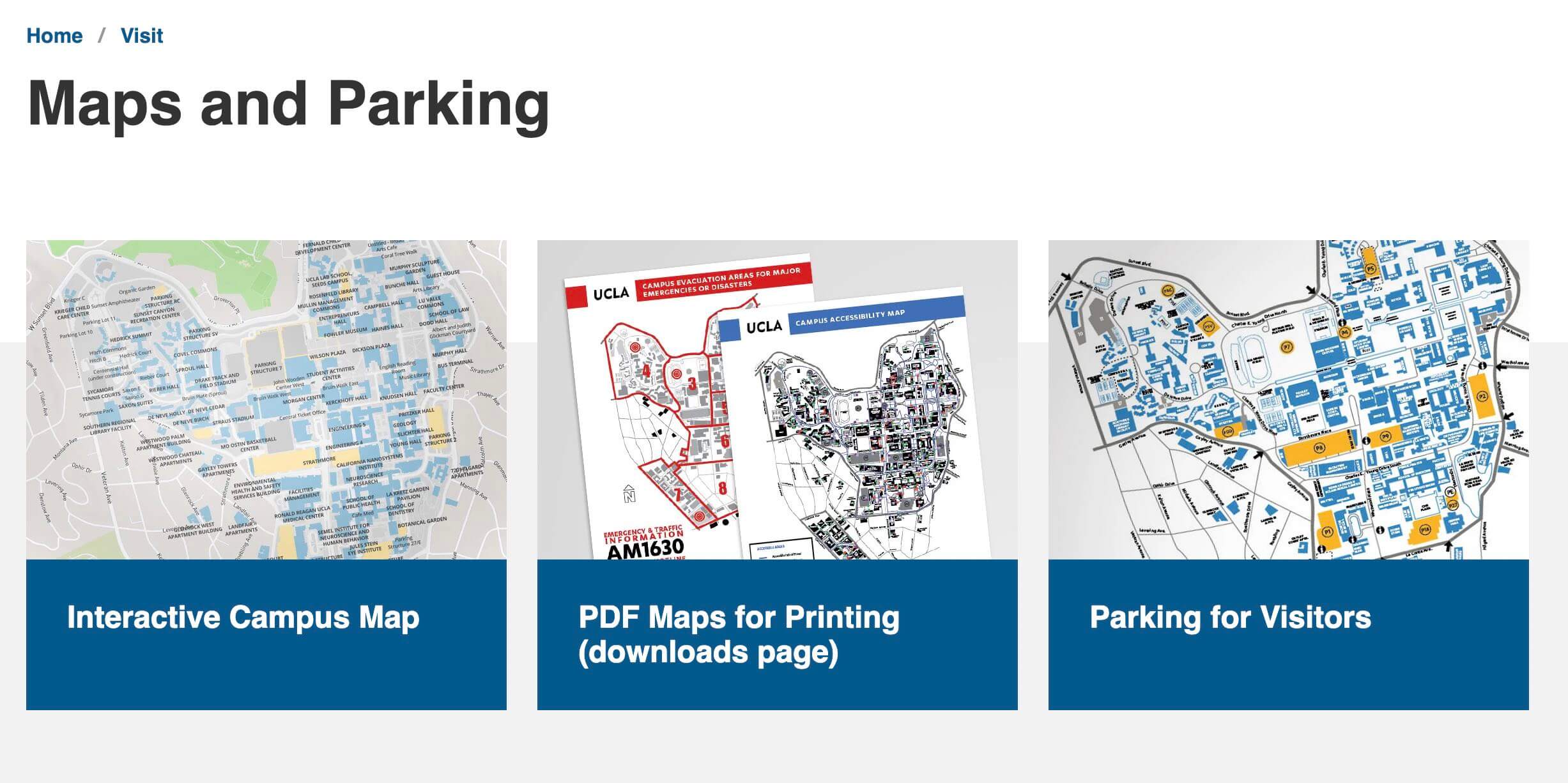 Interactive campus and parking maps from the UCLA website.
