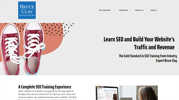 SEOtraining.com homepage.