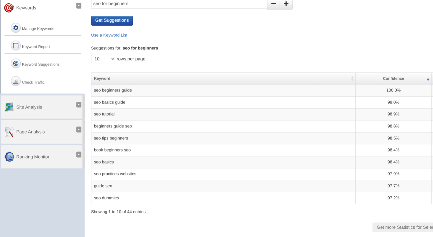 Keyword Suggestions Tool in SEOToolSet.