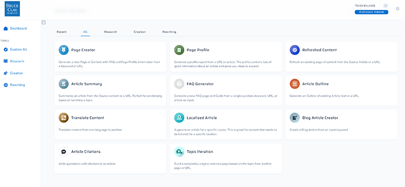PreWriter.ai dashboard showing the available tools.