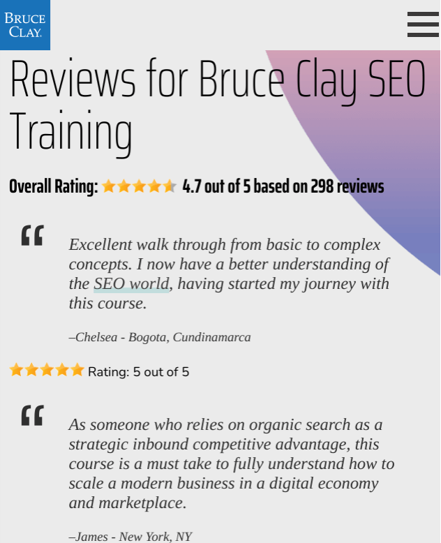 bruce clay seo training reviews.