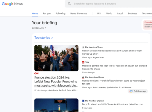 google news top stories view.