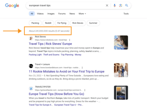 google results european travel tips.