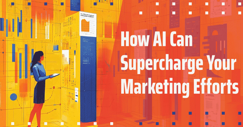 Illustration of professional using AI to scale marketing efforts.