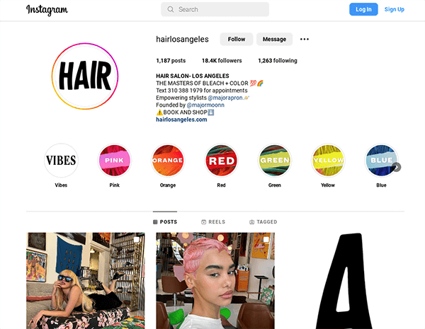 Instagram account for @hairlosangeles.