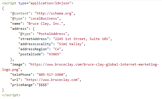 Local business schema markup example (in Google’s preferred format, JSON-LD).