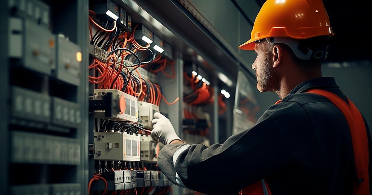 electrical engineer working on electrical system.