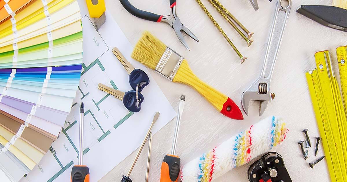 various home improvement items and tools.