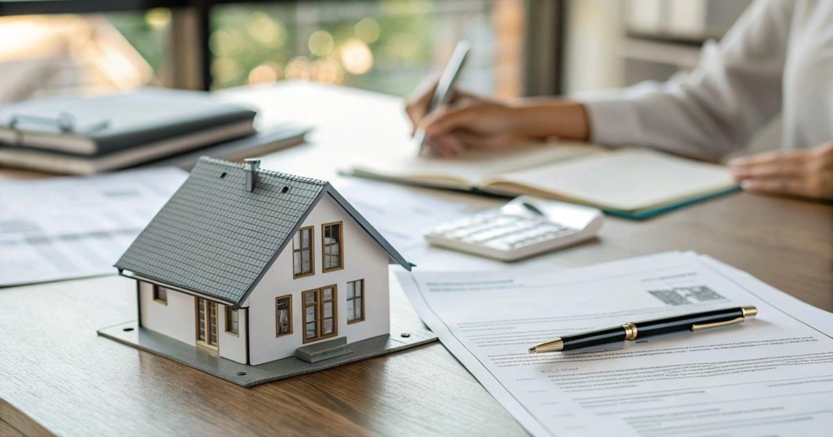real estate professional working at desk.